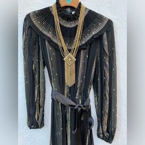 Vintage Black and Gold Long Sleeve Dress